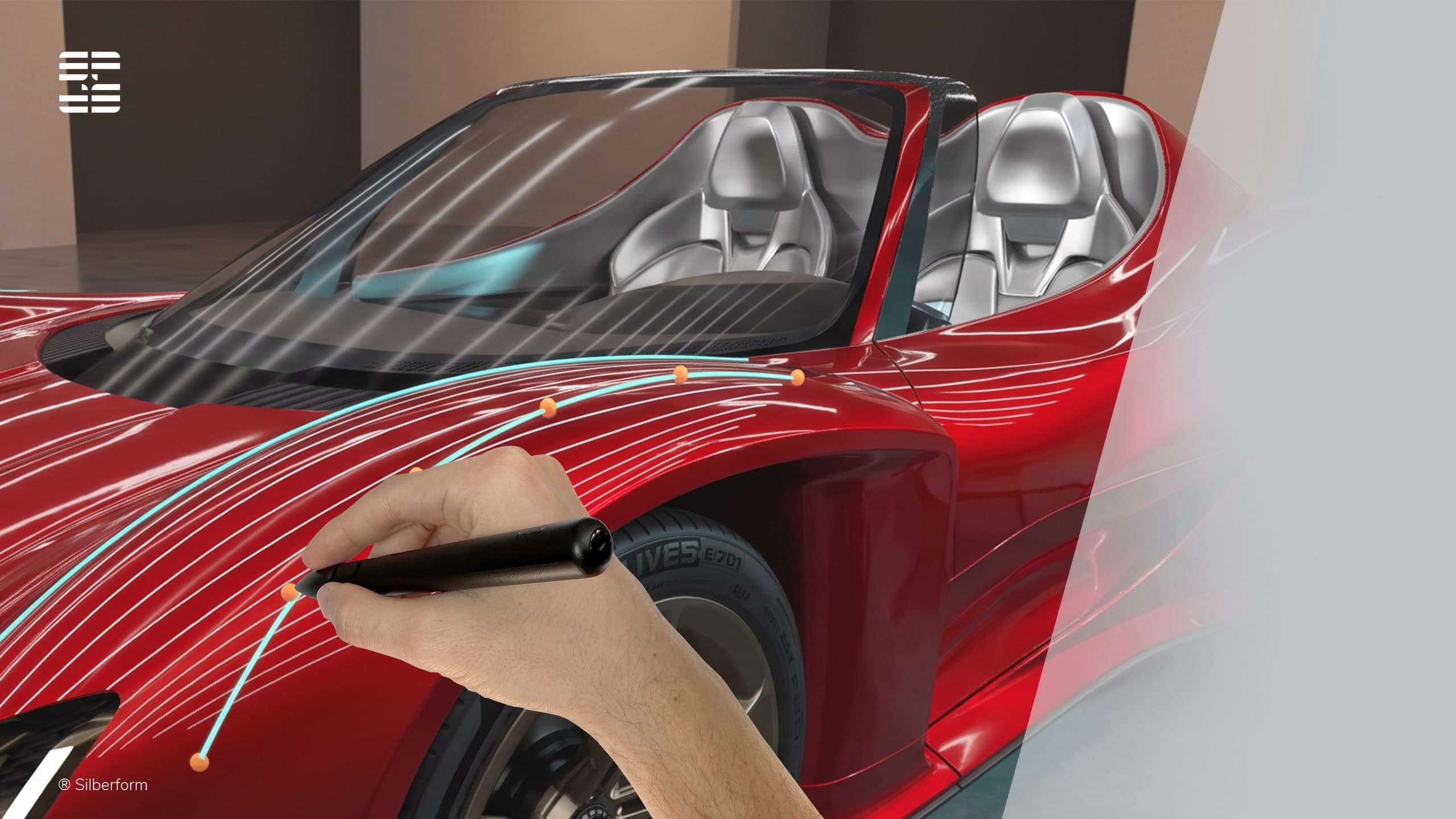 Immersive Szene mit Fahrzeug und räumlicher Szenensteuerung.
